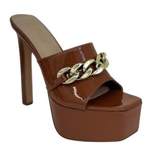CATHY DIN / Kaiaa-7/ Platform / High Heels / With Chain Accent /Patent Leather /